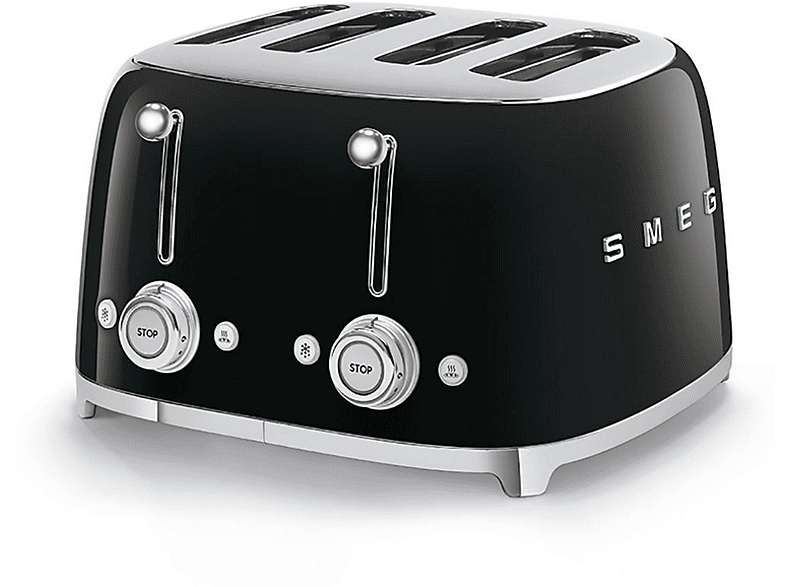 Smeg TSF03BLEU, 2000W, 4 rebanadas, Rebanadas cortas, 6 niveles, Función descongelar y bagel, Vintage, Negro