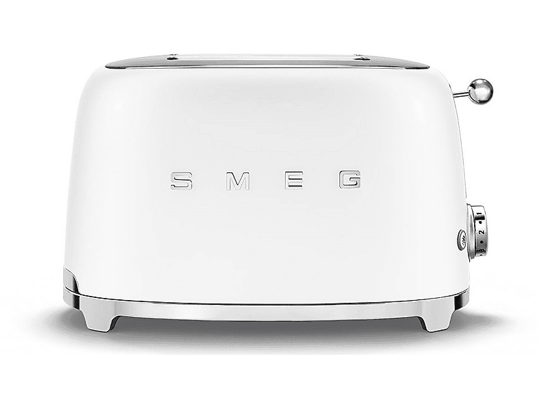 Smeg TSF01WHMEU, 950 W, 2 Rebanadas cortas, 6 Niveles, Función descongelar y bagel, Vintage, Blanco
