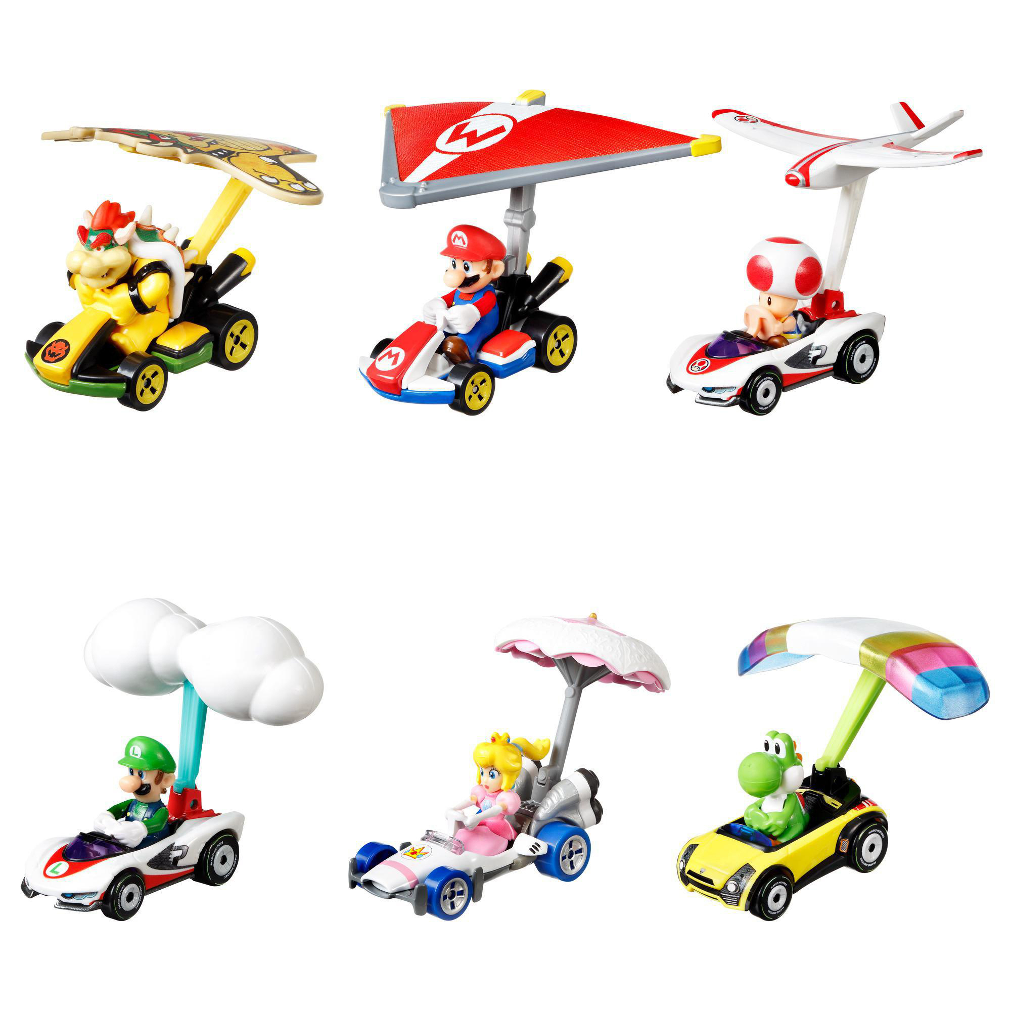 HOT WHEELS Mario für Kinder Die-Cast nicht Charakter 3 Farbauswahl Kart ab Geschenk Fahrzeug möglich Glider, Spielzeugauto Jahren mit