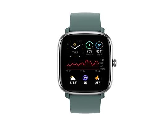 Smartwatch - Amazfit GTS 2 Mini Sage Green, 20 mm, 1.55" AMOLED, Aleación de aluminio, iOS y Android, Verde