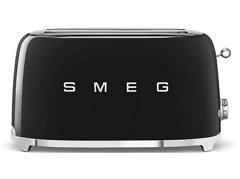 Tostadora - Smeg TSF02BLEU, 6 niveles, 1500 W, 4 rebanadas, 2 ranuras, Función descongelar/recalentar, Negro