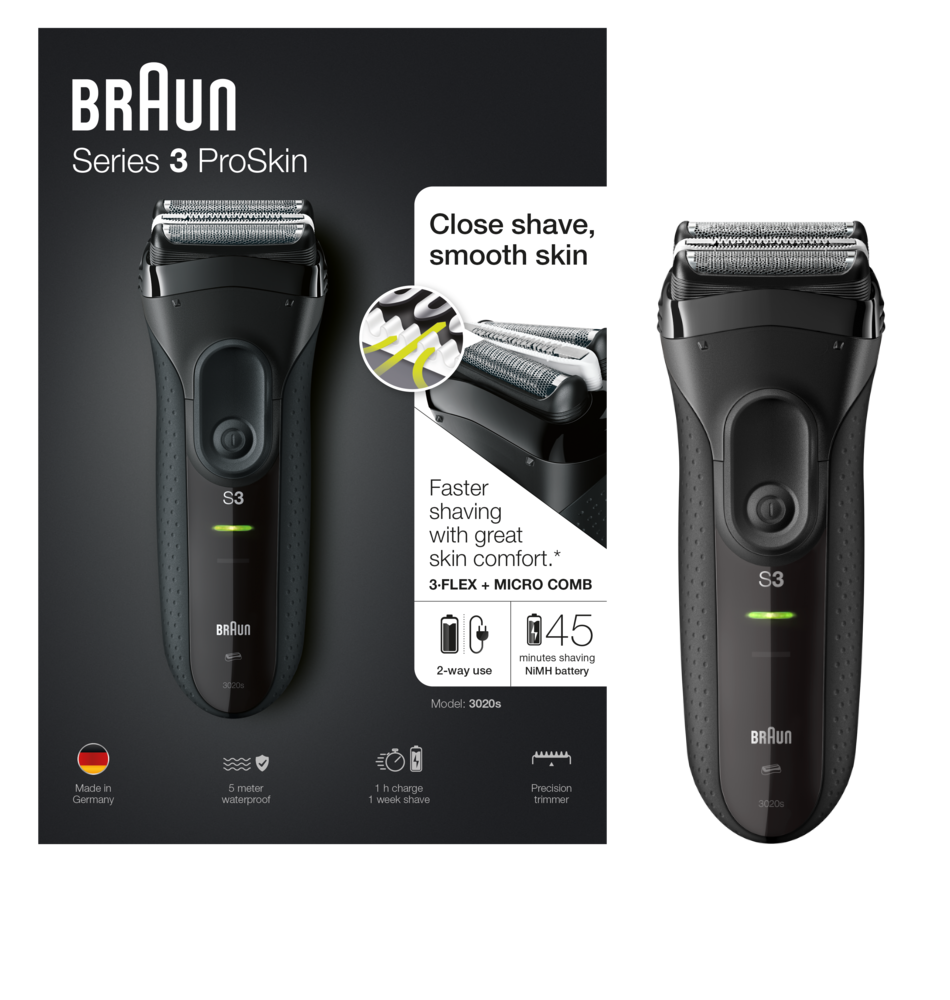 BRAUN Series 3 ProSkin 3020s Rasierer Rasierer (Akkubetrieb, Schwarz, -)