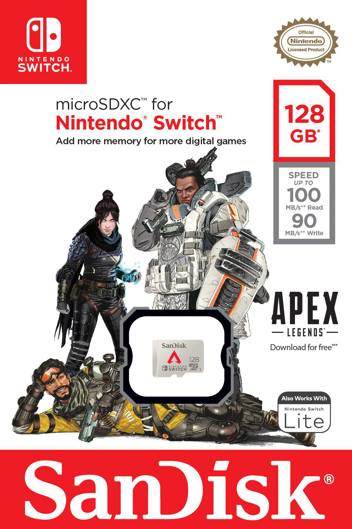 Apex für GB, Legends Switch, Silber SANDISK microSDXC™, Speicherkarte 128 Nintendo
