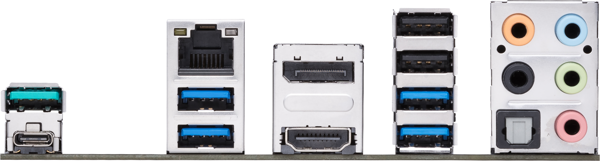 Panneau arrière avec ports USB-A, USB-C, Ethernet, HDMI et audio.