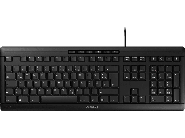 CHERRY Tastatur Stream, USB, DE, Schwarz