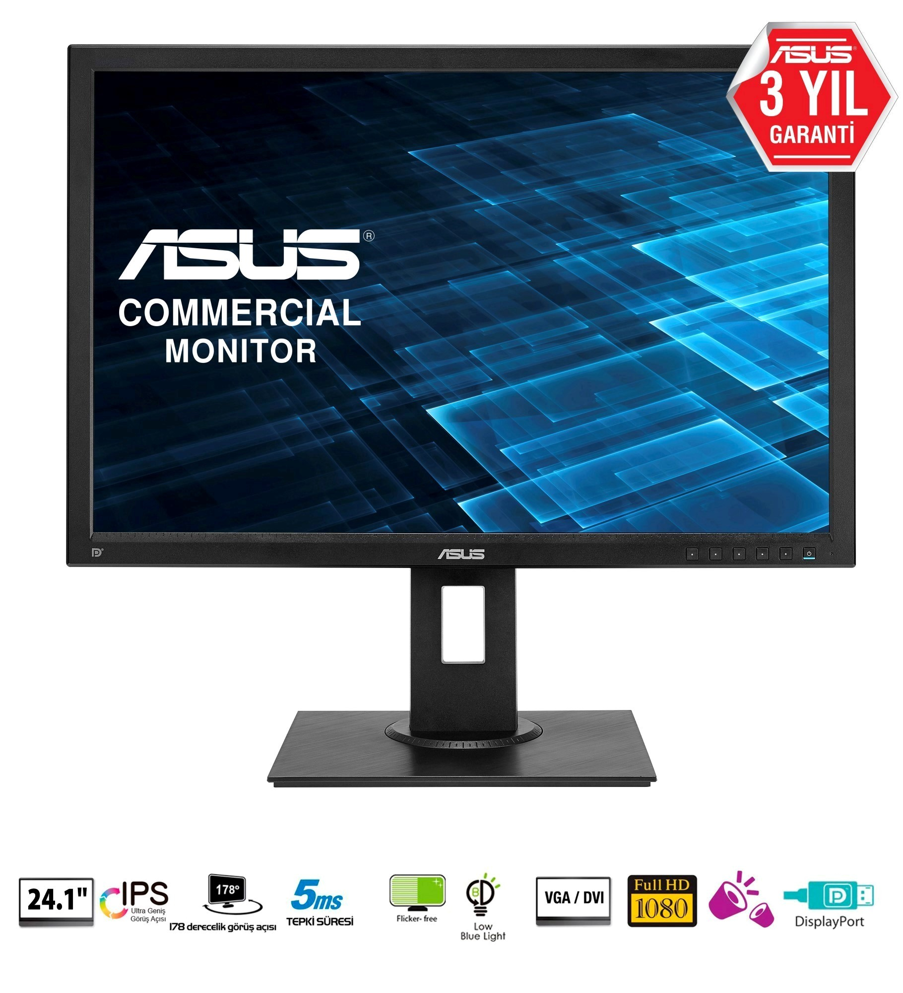 ASUS BE24AQLB 24.1 inç 5ms Analog+DVI-D+Display Full HD IPS Monitör