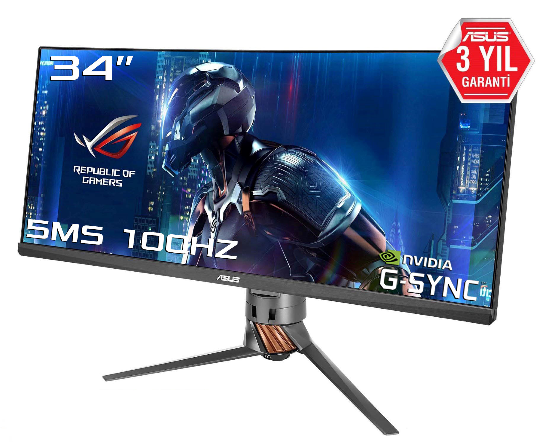 ASUS ROG Swift PG348Q 34 inç 1ms (HDMI+Display) G-Sync Ultra Wide QHD Curved Oyuncu Monitör