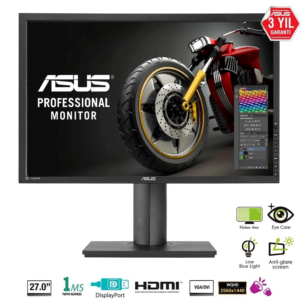 ASUS 27 inç PB277Q Gaming LED 2560 x 1440 1 ms HDMI Monitör