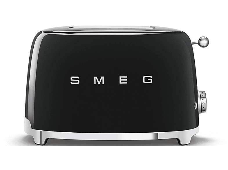 Smeg TSF01BLEU, 950 W, 2 rebanadas cortas, ranuras, 50's Style, Acabado brillante, Negro