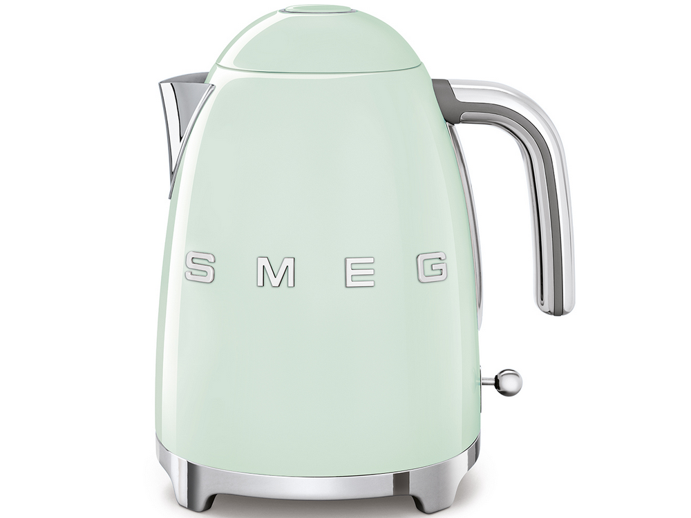 Hervidor de agua - Smeg KLF03PGEU, 1.7 l, Retro, 2400 W, Con cable, Acero inoxidable, Rotación 360º, Verde