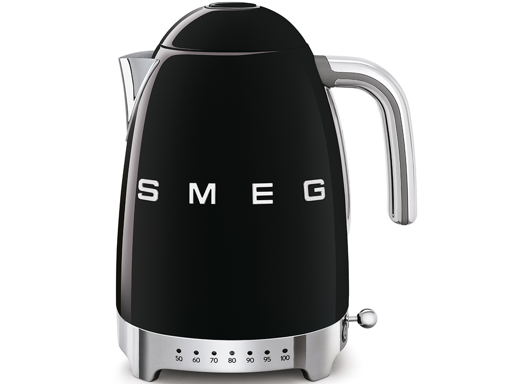 Smeg Klf04bleu Tetera 17 negro 2400 w hervidor de agua 1.7l 2400w en color 1.7 litros 100ºc con temperatura variable calentador electrico acero inoxidable retro 360º 50