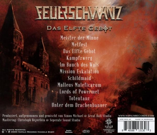 Rückseite eines CD-Covers mit der Titelliste eines Metal-Musikalbums.