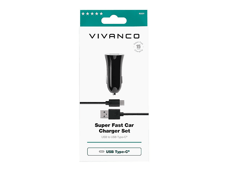 VIVANCO USB Ladeset Alle außer APPLE, 12/24 Volt 15 Watt, Schwarz