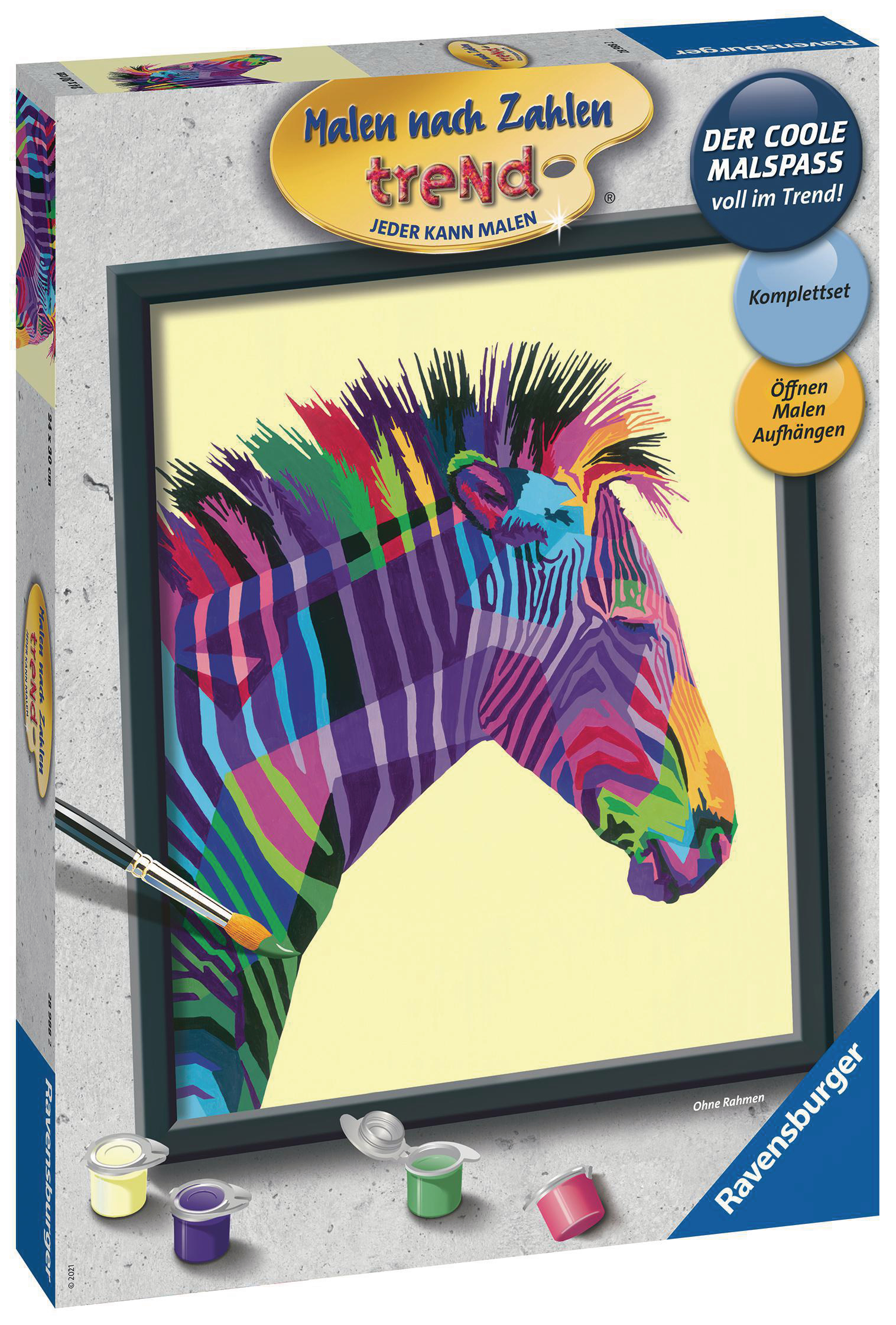 RAVENSBURGER Buntes Zebra Malen nach Zahlen Erwachsene Mehrfarbig