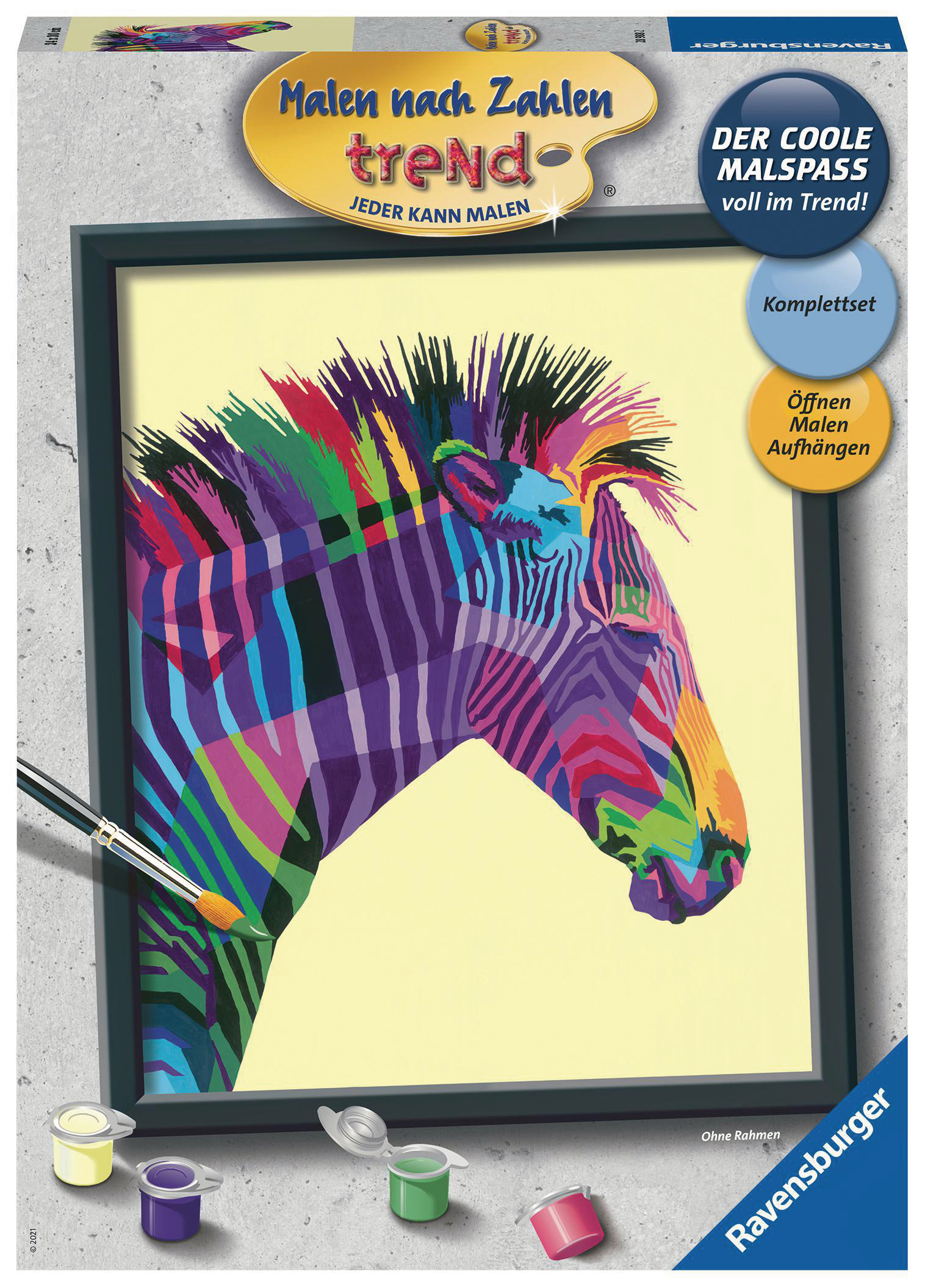 RAVENSBURGER Buntes Zebra Malen nach Zahlen Erwachsene Mehrfarbig