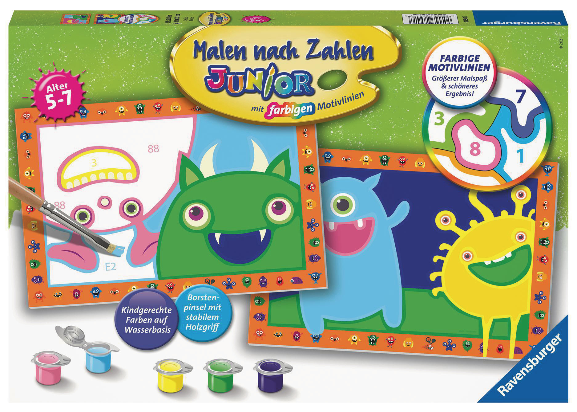 RAVENSBURGER Lustige Monster Malen nach Zahlen Kinder