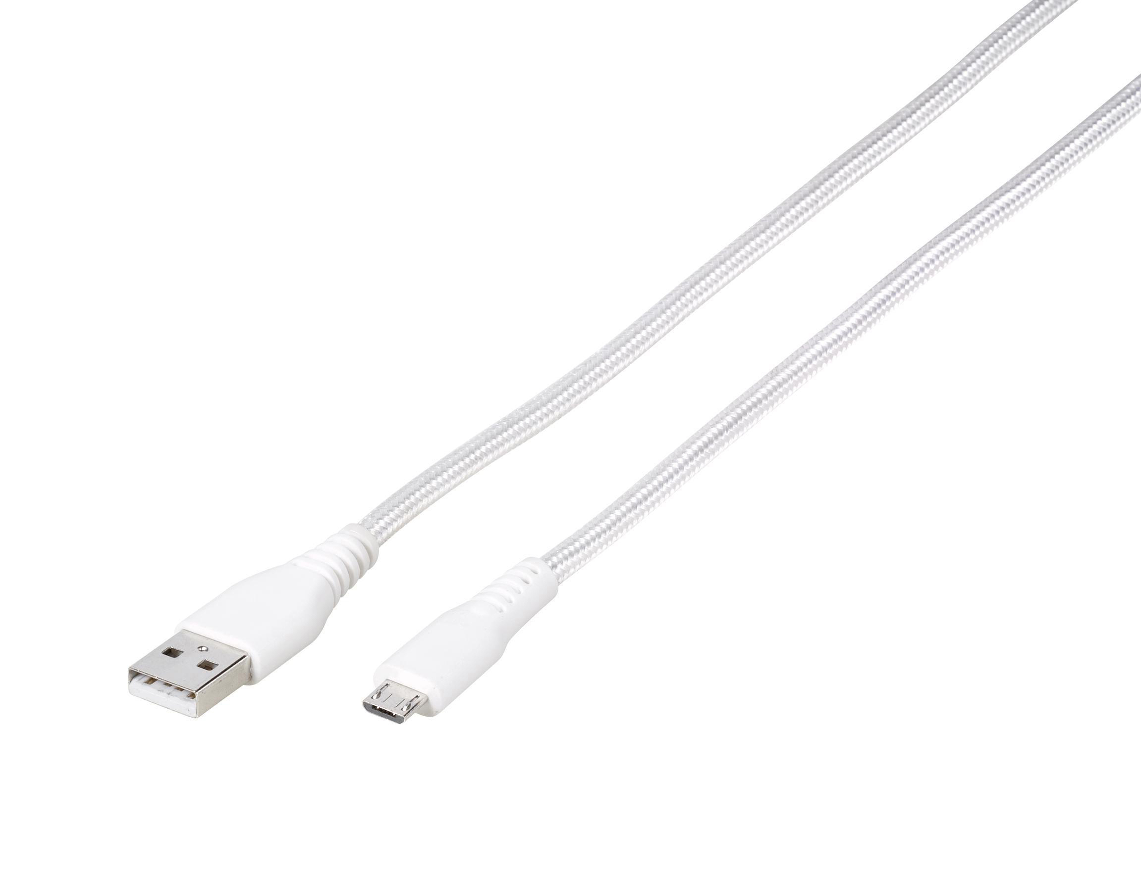 LongLife Weiß Micro-USB, VIVANCO 2,5 m, Ladekabel,