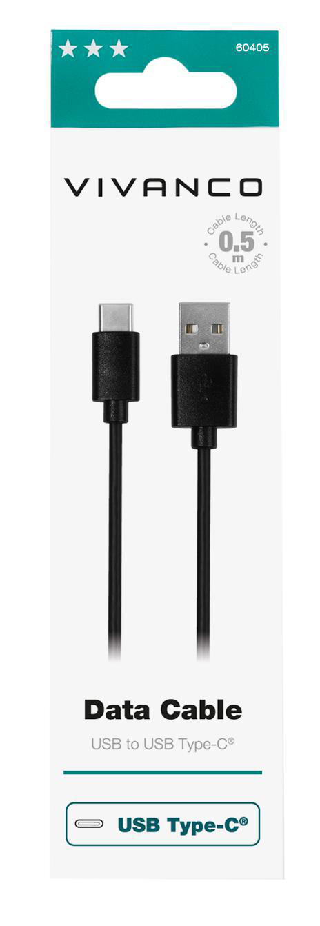 VIVANCO USB Type-C™, m, Schwarz 0,5 Datenkabel