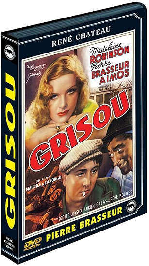 Jaquette DVD pour Grisou. Deux hommes et une femme sont représentés. La femme regarde la caméra.