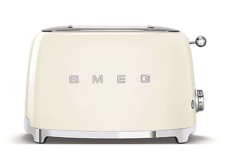 REACONDICIONADO Seminuevo Muy bueno Tostadora - Smeg TSF01CREU, 950 W, 2 rebanadas, ranuras, 50's Style, Acabado brillante, Crema