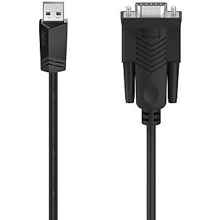 Adaptador - Hama 00200622, De conector USB a conector D-Sub RS 232, Doble blindaje, USB 2.0, Negro