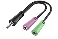 Adaptador cable de audio | Hama 00200351, De Jack 3.5 mm 4-pin a 2x Jack de mm 3-pin, Negro
