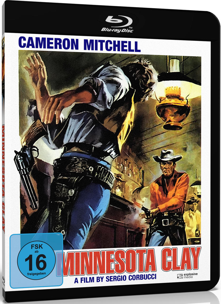 Blu-ray Filmcover von 'Minnesota Clay' mit einer Cowboy-Szene.