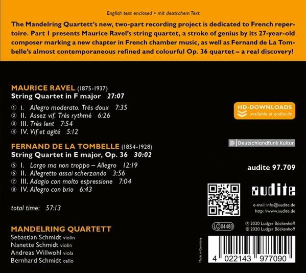 CD-Cover mit Text, der eine klassische Musikaufnahme von Maurice Ravel und anderen beschreibt.