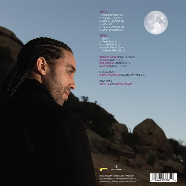 Rückseite eines Albums mit einem Mann und der Trackliste.