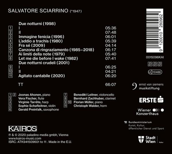 CD-Cover, schwarzer Hintergrund, mit Text, der Songtitel und Namen der Künstler auflistet.
