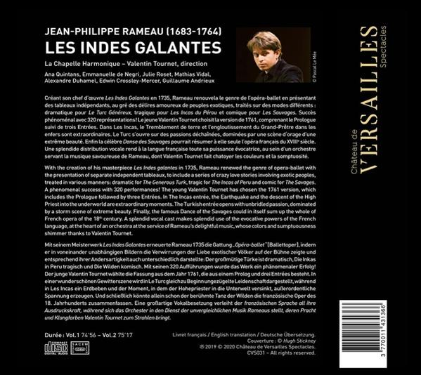 Quintans/Vidal/Tournet,  La Chapelle Harmonique/+ - LES INDES GALANTES  - (CD)