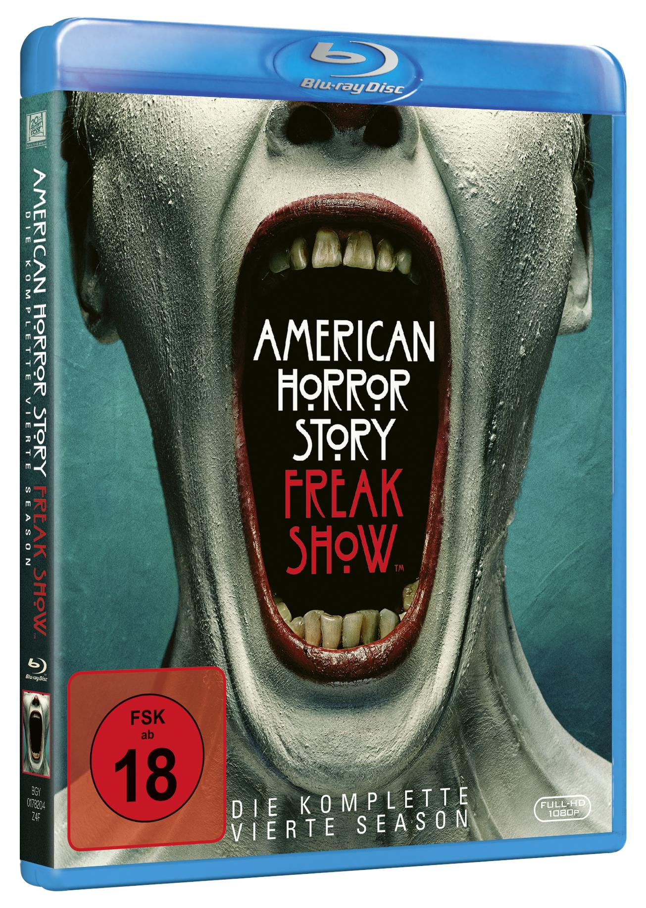 Blu-ray-Cover: American Horror Story, Freak Show, mit schreiendem Gesicht.