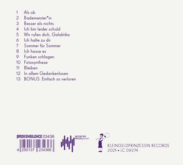 Ein Albumcover mit Text, 'Als ob' und 'Kleingeldprinzessin Records'.