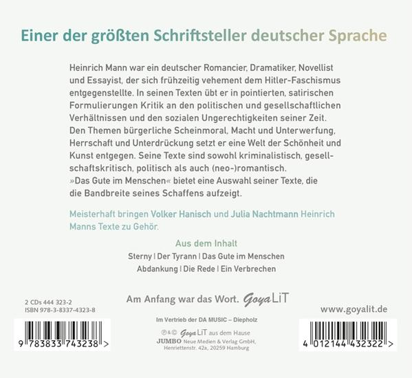 Heinrich Mann - Das Gute Im Menschen.Erzählungen Und Essays  - (CD)