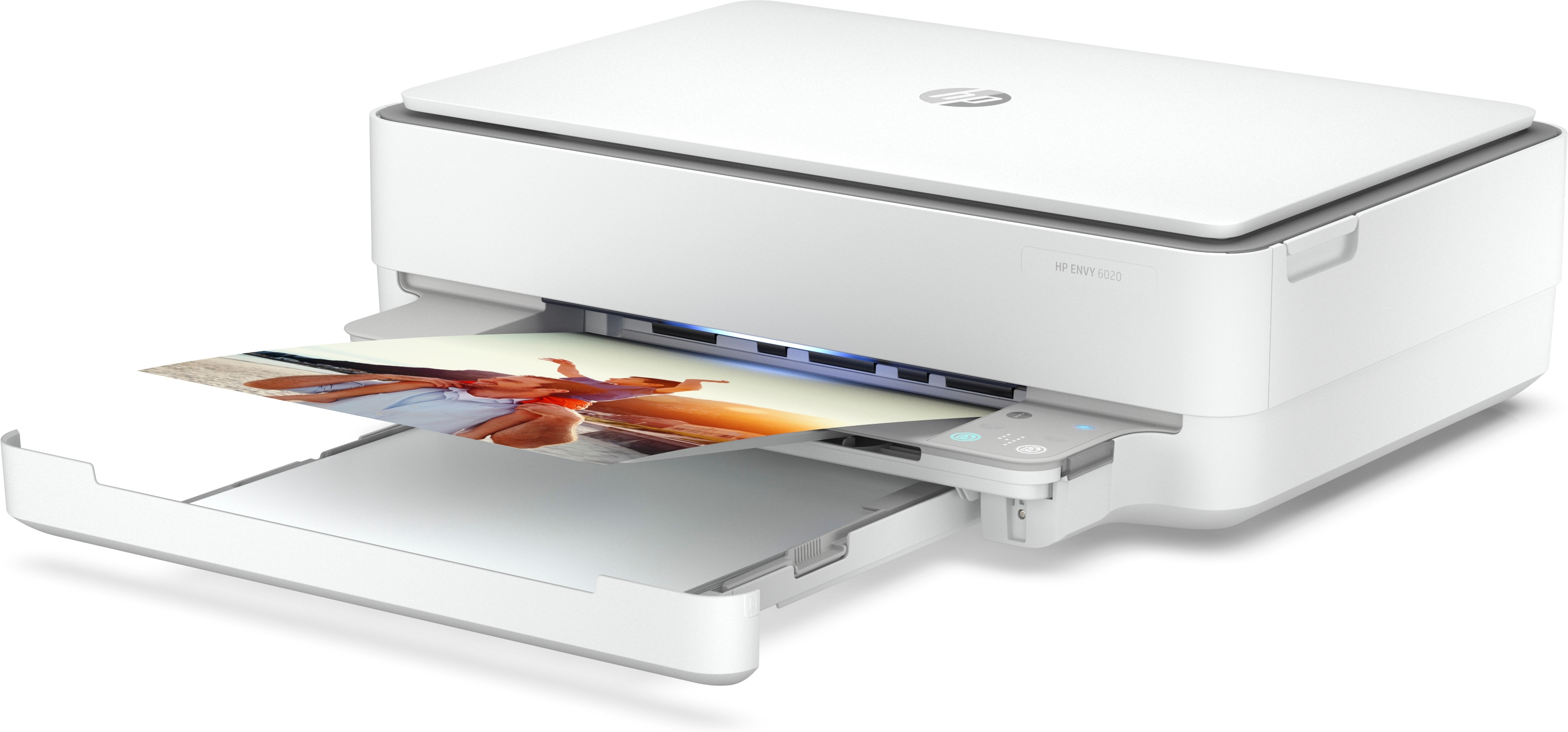Impresora multifunción - HP Envy 6020, Color 17 ppm, 1200 ppp, WiFi, USB, 128 MB, Blanco