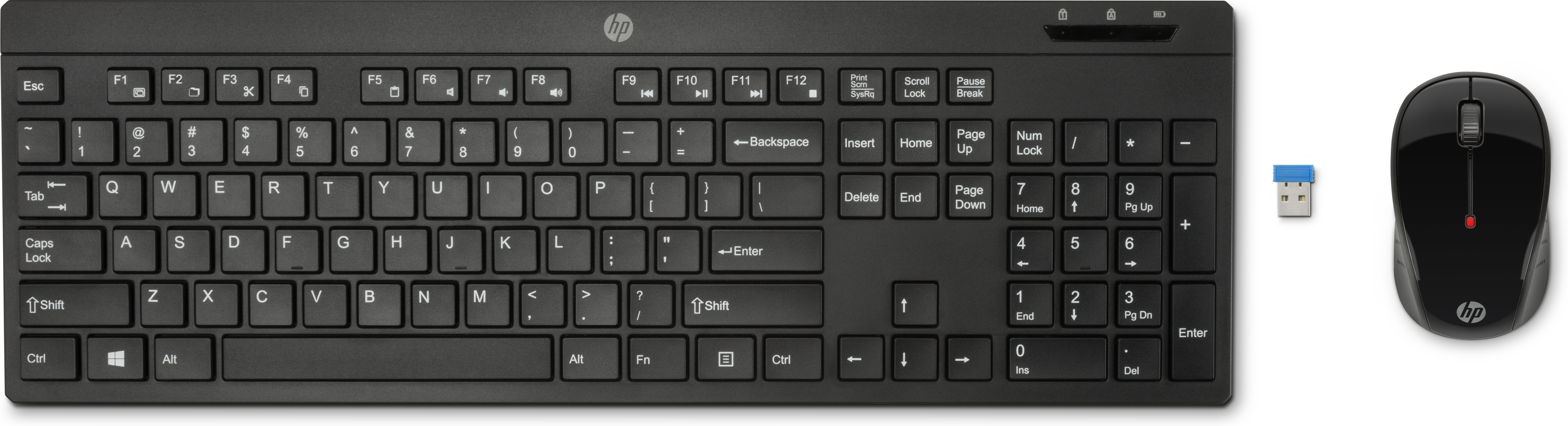 Pack Teclado + Ratón - HP 200, Cable/Inalámbrico, USB, 1000 ppp, Negro
