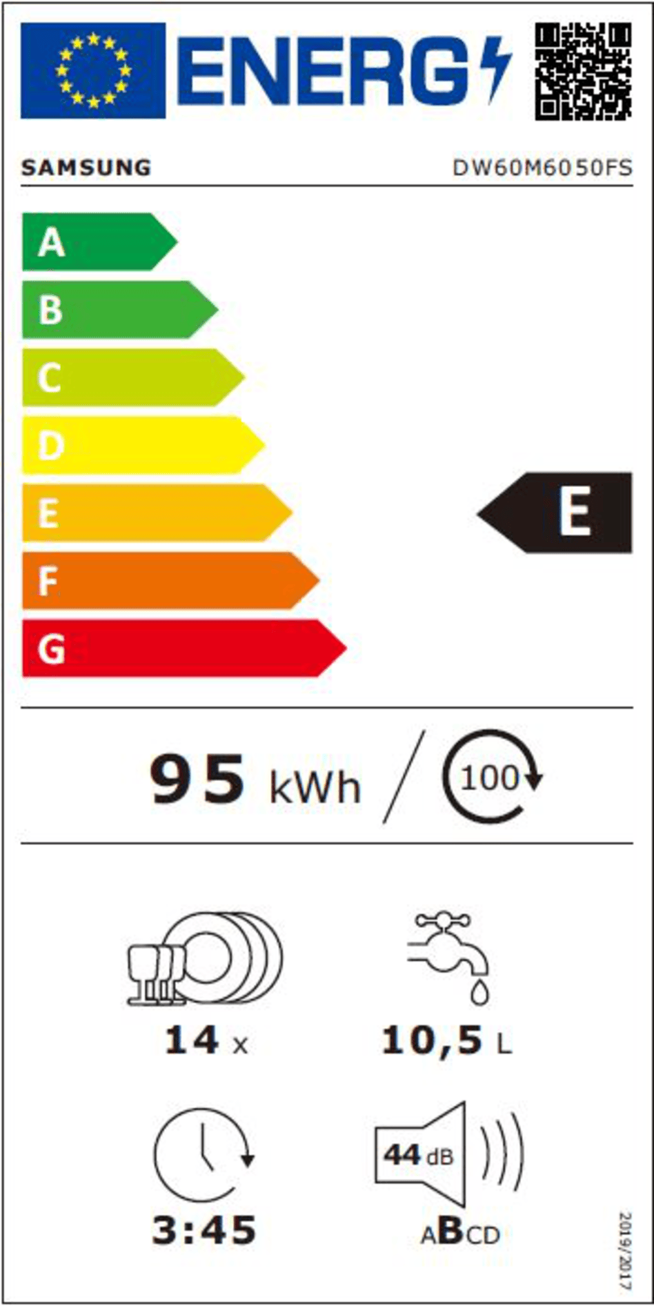 Lavavajillas Samsung DW60M6050FS, 14 serv, 60, Inox