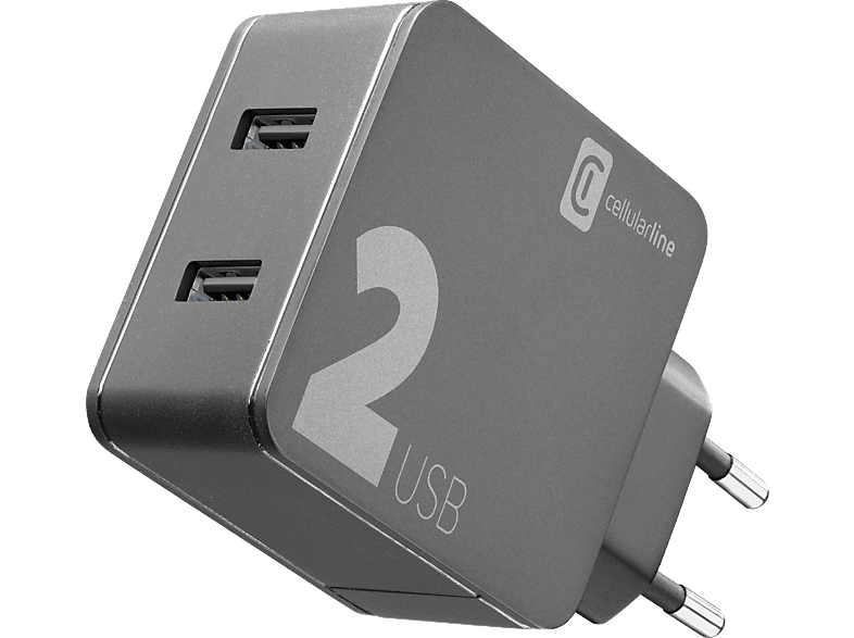 CELLULARLINE Multipower 2 24W 2 Çıkışlı Hızlı Seyahat Şarj Adaptörü Siyah_0