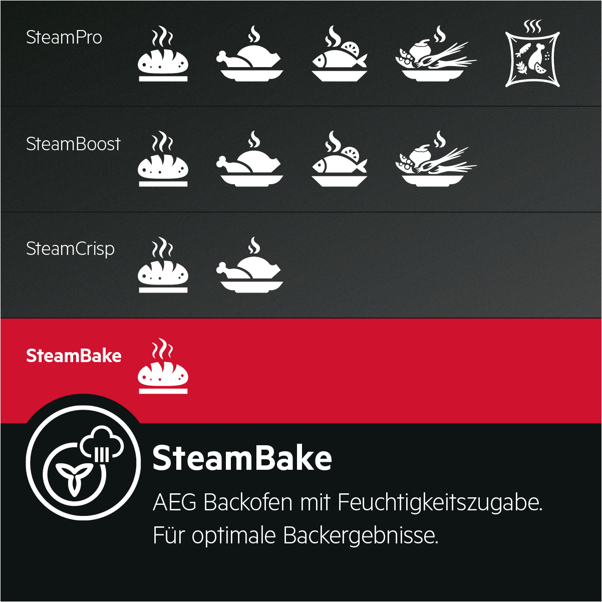 AEG BPC55522BA, Einbaubackofen (Einbaugerät, 71 l, 595 mm breit), Serie 6000 mit SteamBake Feuchtigkeitszugabe (mit Pyrolyse)