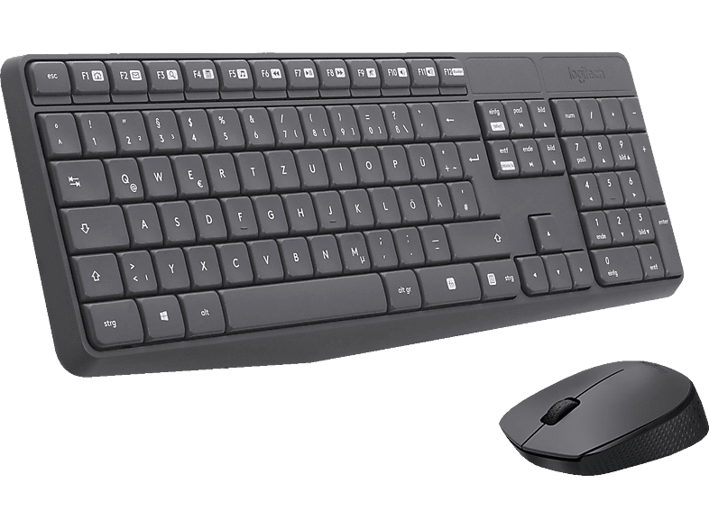 LOGITECH MK235 Combo Maus Anthrazit kabellos, Tastatur Wireless, & Set