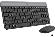 LOGITECH MK470 Slim Combo, Tastatur & Maus Set, kabellos, Schwarz
