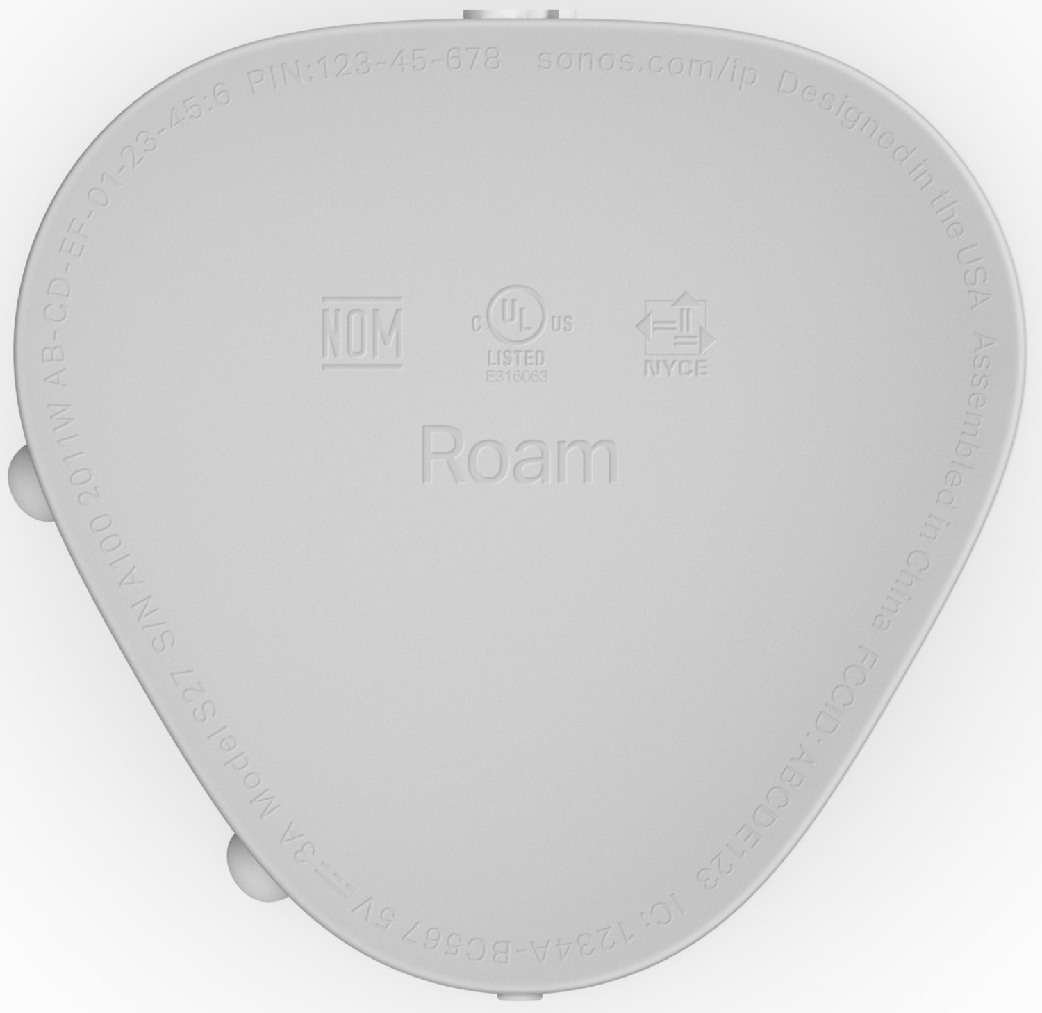 Un haut-parleur Sonos gris, vue de dessus, avec détails de conception et de marque.