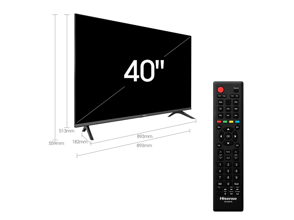 TV LED 40" - Hisense 40A5600F, FHD, VIDAA U, Smart TV, DVB-T2, Dolby Audio, DBX, Negro
