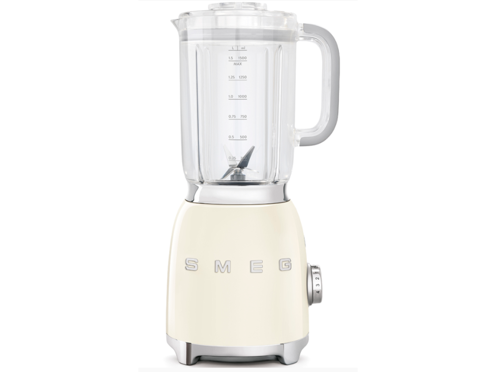 Batidora de vaso - Smeg BLF01CREU, 800 W, 1.5 l, 18000 rpm, 4 Velocidades, Función Pulse, Crema