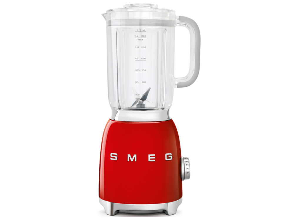 Batidora de vaso - Smeg BLF01RDEU, 800 W, 1.5 l, 18000 RPM, 4 Velocidades, Función Pulse, Rojo