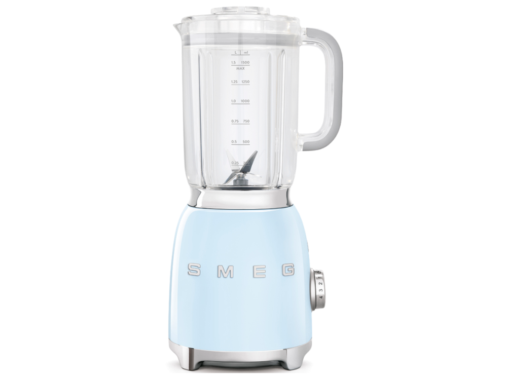 Batidora de vaso - Smeg BLF01PBEU, 800 W, 1.5 l, 18000 RPM, 4 Velocidades, Función Pulse, Azul