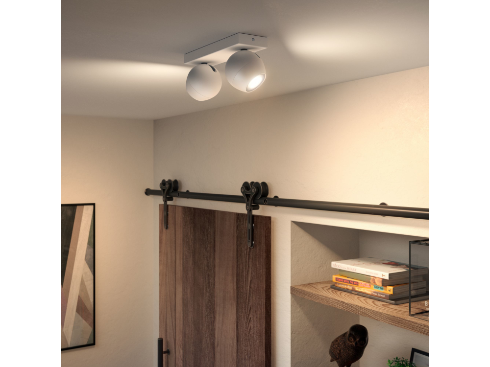 Foco - Philips Hue Buckram, 2 Focos, Inteligentes, Interior, Led, Luz blanca, Domótica, Blanco