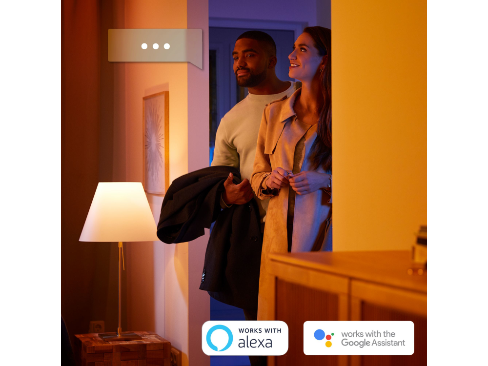 Foco - Philips Hue Buckram, 2 Focos, Inteligentes, Interior, Led, Luz blanca, Domótica, Blanco