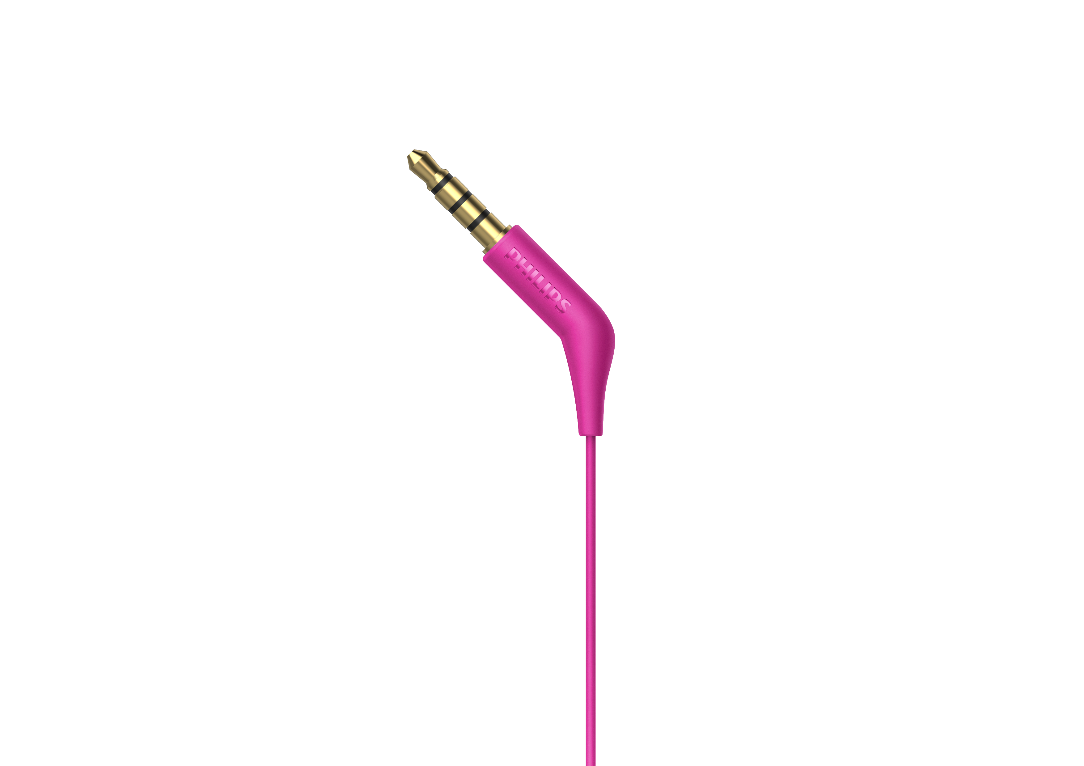 Pembe ses jakı konektörü. Açılı ve altın uçlu. Kablo da pembe.