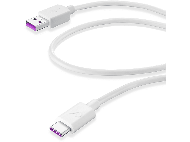 Cellularline USB Şarj + Data Kablo SC - Usb-C Supercharge 480 Mbps Şarj ve Veri Kablosu Beyaz